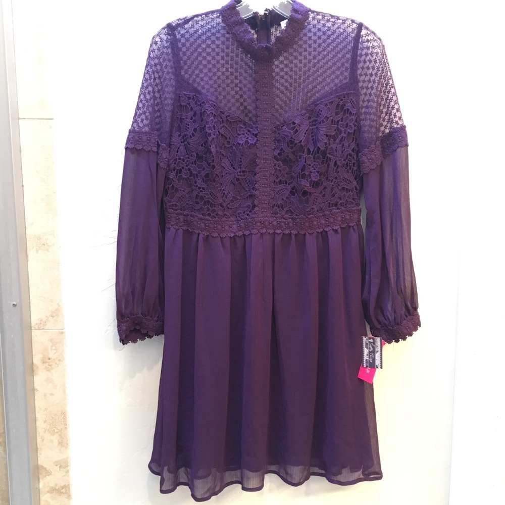 Crochet and lace purple dress